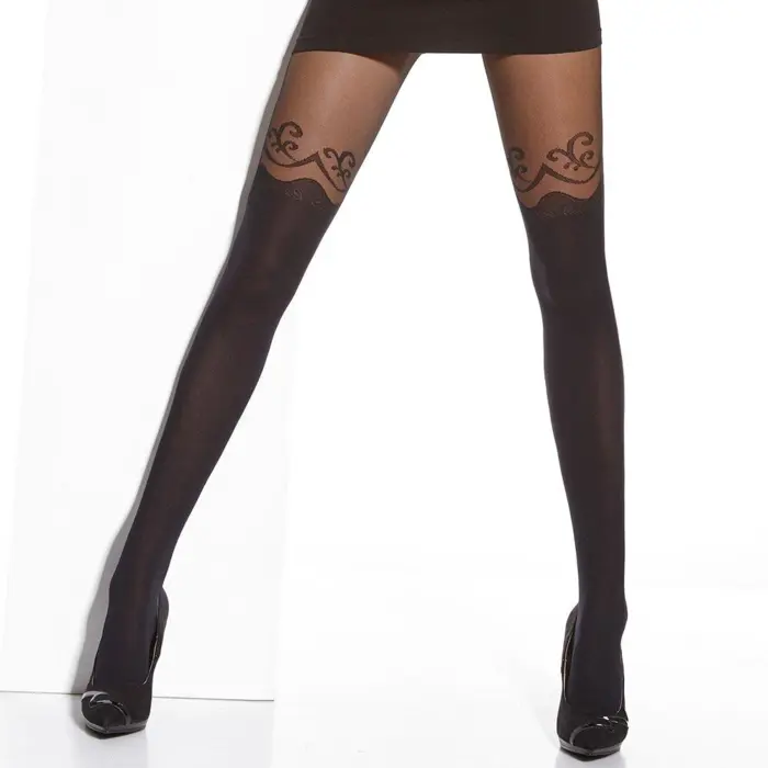 Festival Hitzi 100 den microfiber strømpebukser m abstrakt mønster black
